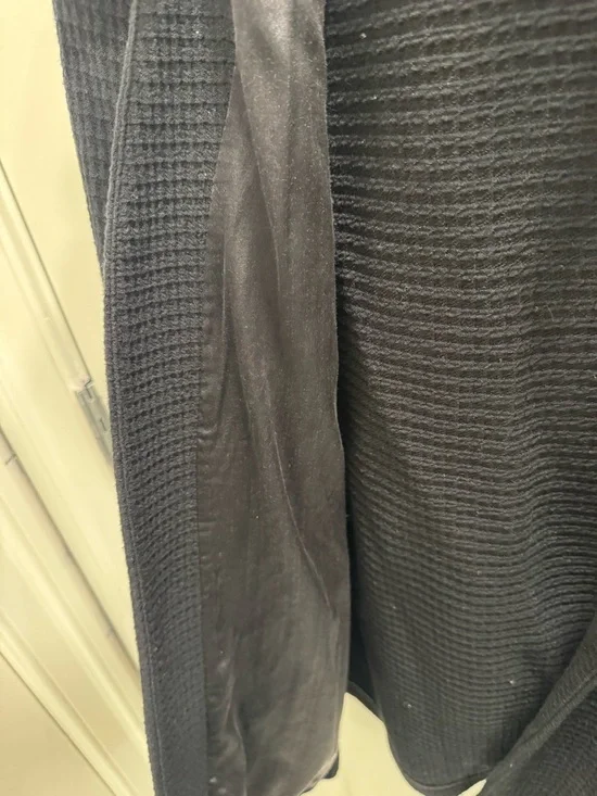 Eileen Fisher Black Open-Front Textured Cardigan - Picture 4 of 5